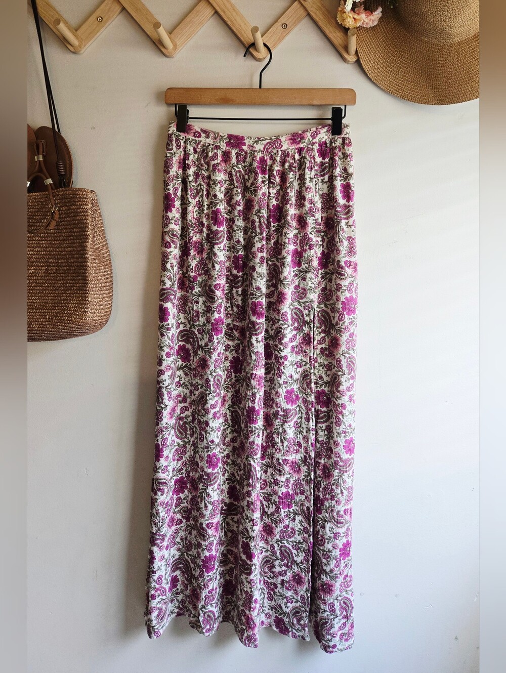 Patrons of Peace Floral Paisley Maxi Skirt - Pink & White